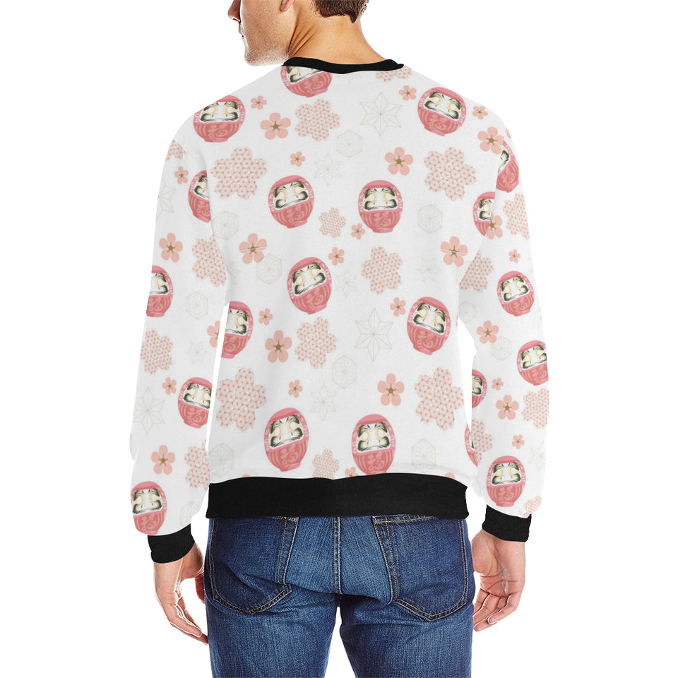 Daruma japanese wooden doll cherry blossom flower Men's Crew Neck Sweatshirt