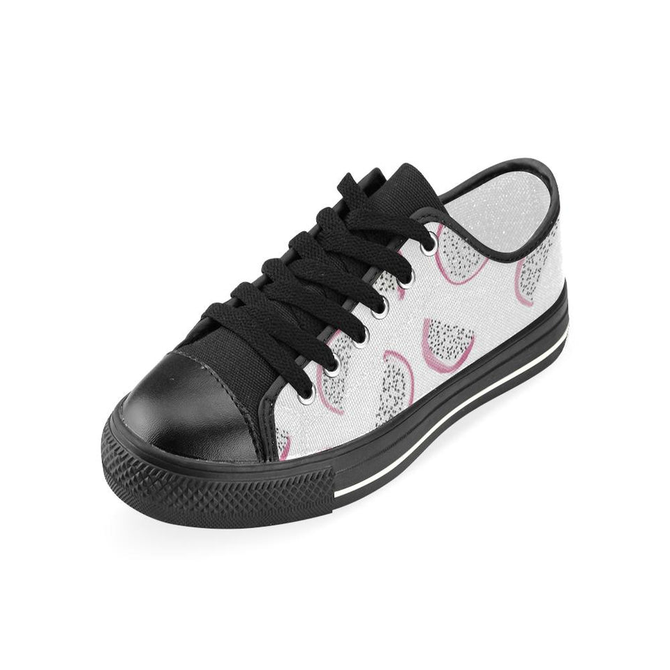 dragon fruit pattern Kids' Boys' Girls' Low Top Canvas Shoes Black