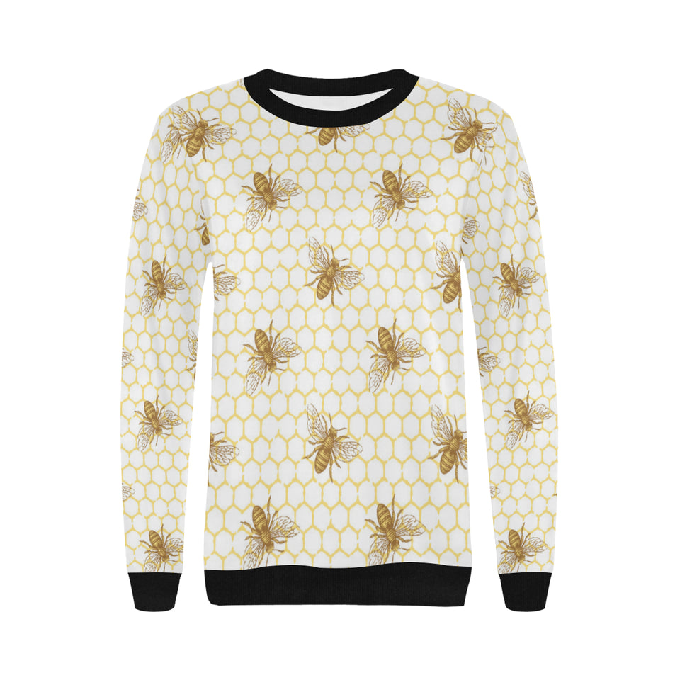 Bee honeycomb seamless design pattern Women's Crew Neck Sweatshirt