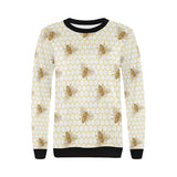 Bee honeycomb seamless design pattern Women's Crew Neck Sweatshirt