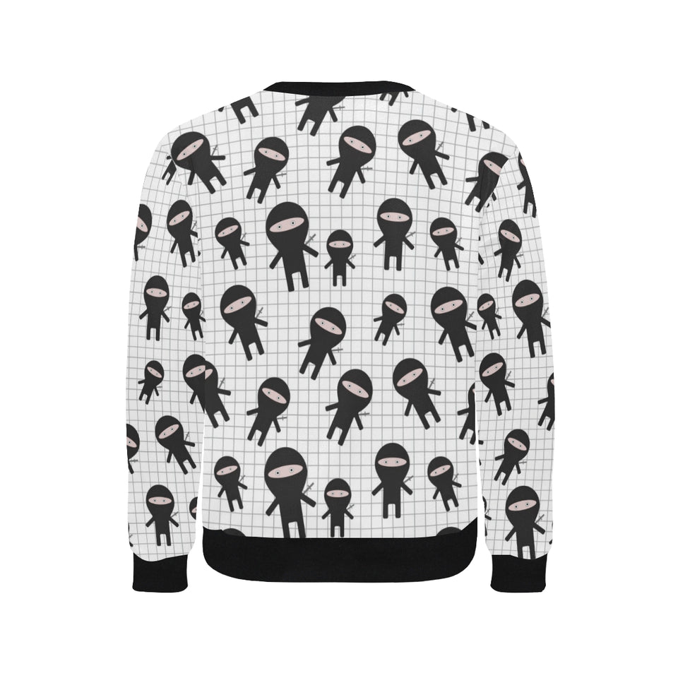 Ninja pattern plaid background Men's Crew Neck Sweatshirt