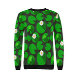 Frog waterlily pattern Women's Crew Neck Sweatshirt