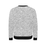 Cartoon hand drawn ice cream black white Men's Crew Neck Sweatshirt