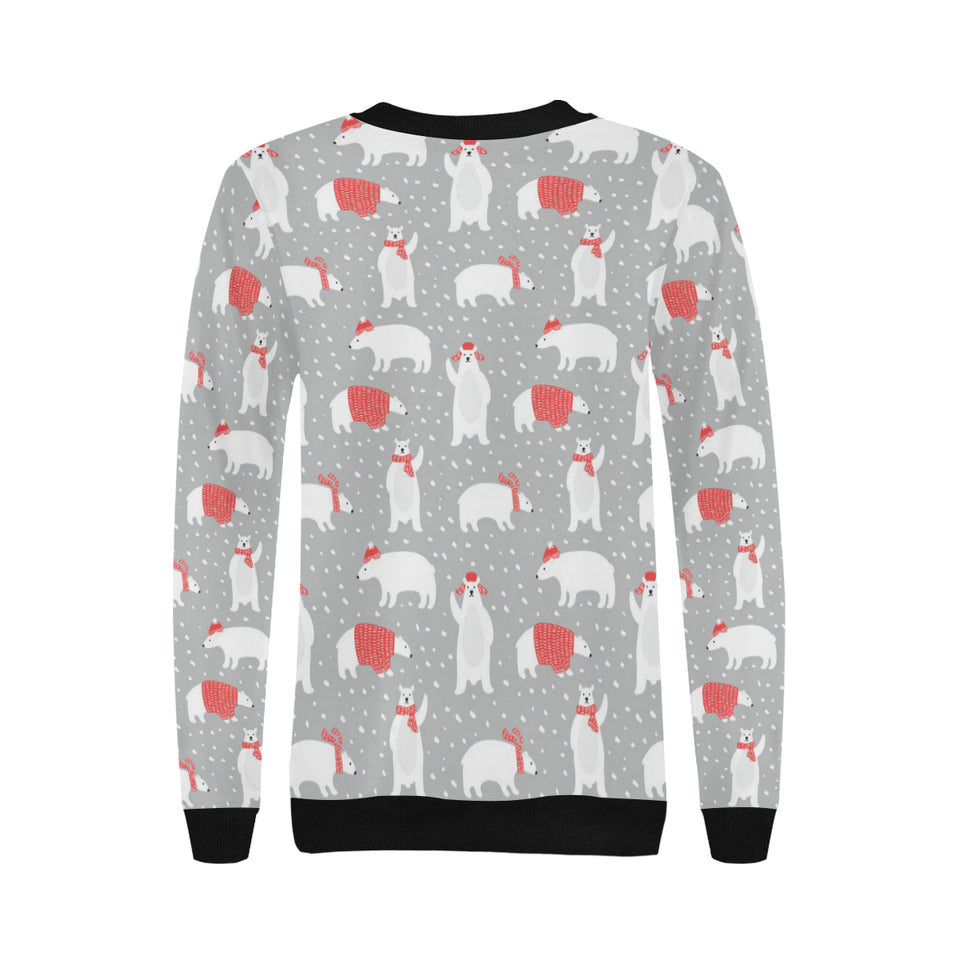 Cute polar bear christmas snow pattern Women's Crew Neck Sweatshirt