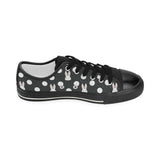Cute white rabbit polka dots black background Kids' Boys' Girls' Low Top Canvas Shoes Black