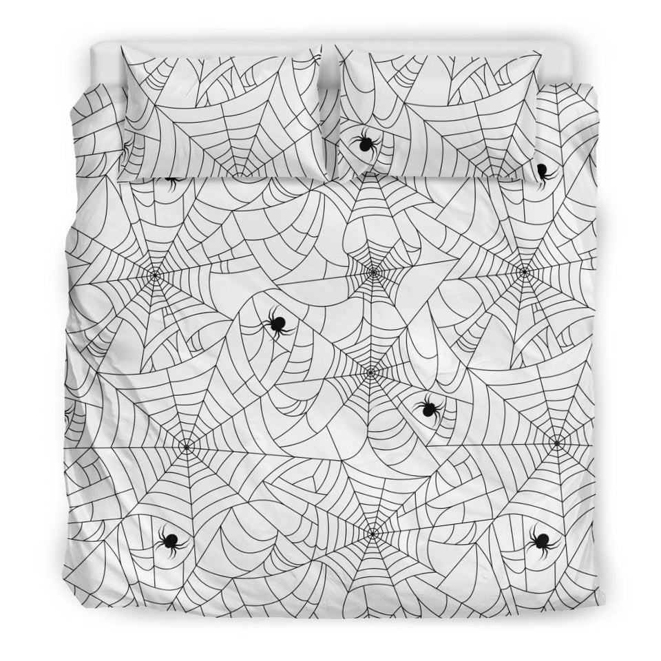 Spider Web Cobweb Pattern White Background Bedding Set