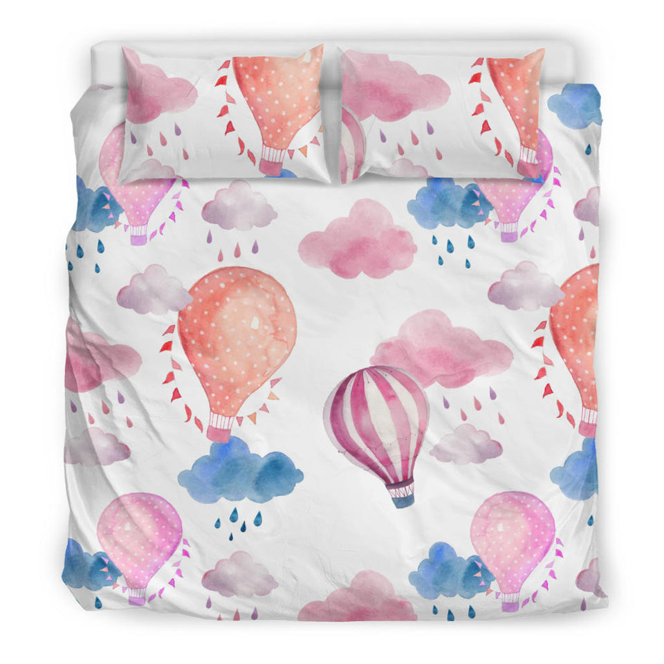 Watercolor Air Balloon Cloud Pattern Bedding Set