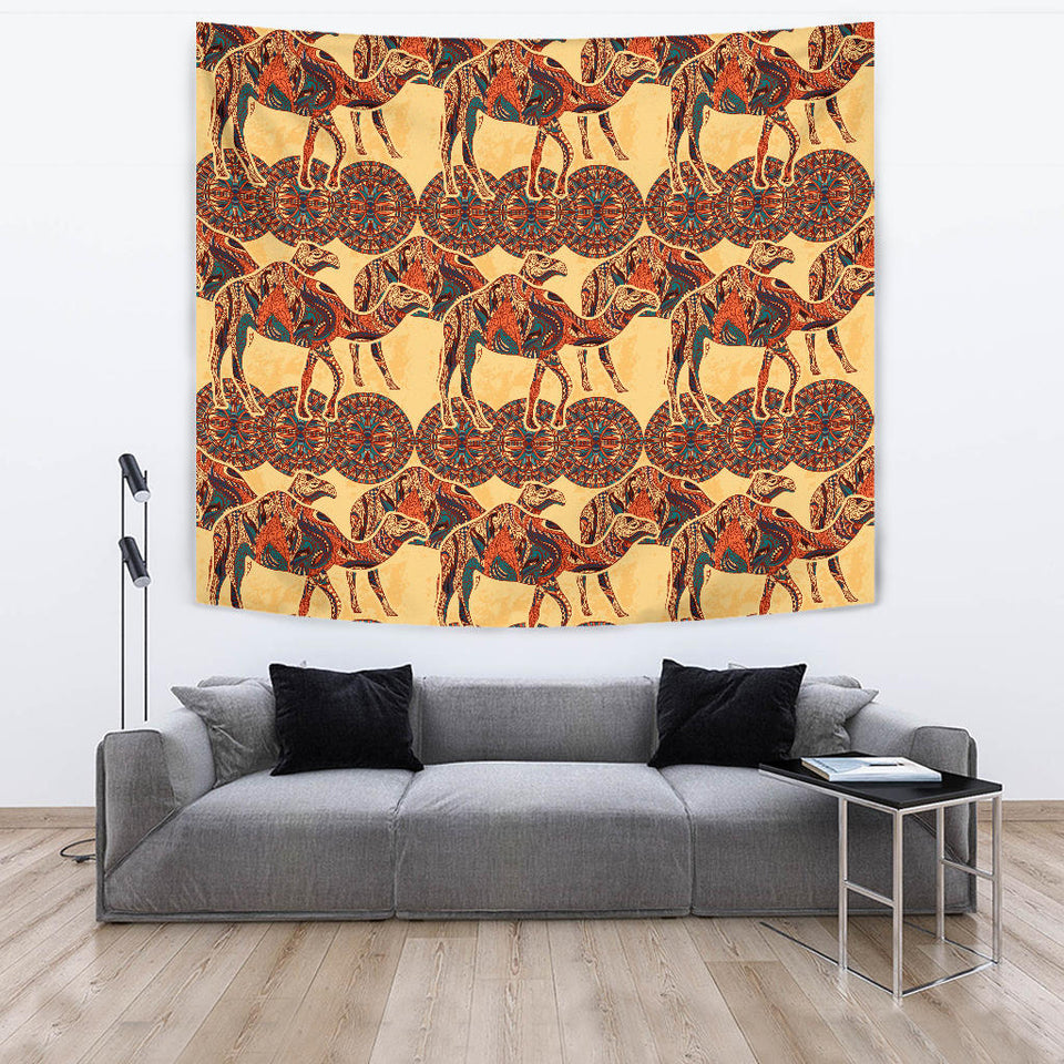 Camel Polynesian Tribal Design Pattern Wall Tapestry