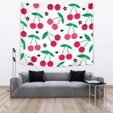 Cherry Pattern White Background Wall Tapestry
