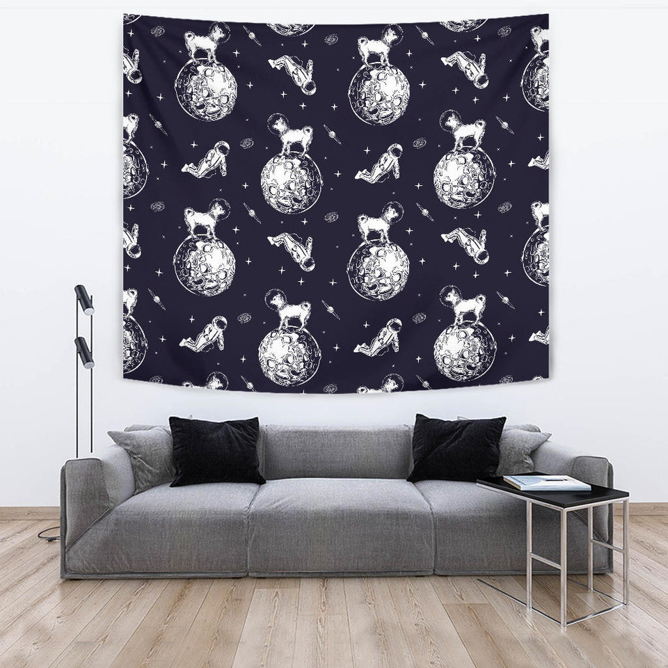 Chihuahua Space Helmet Astronaut Pattern Wall Tapestry