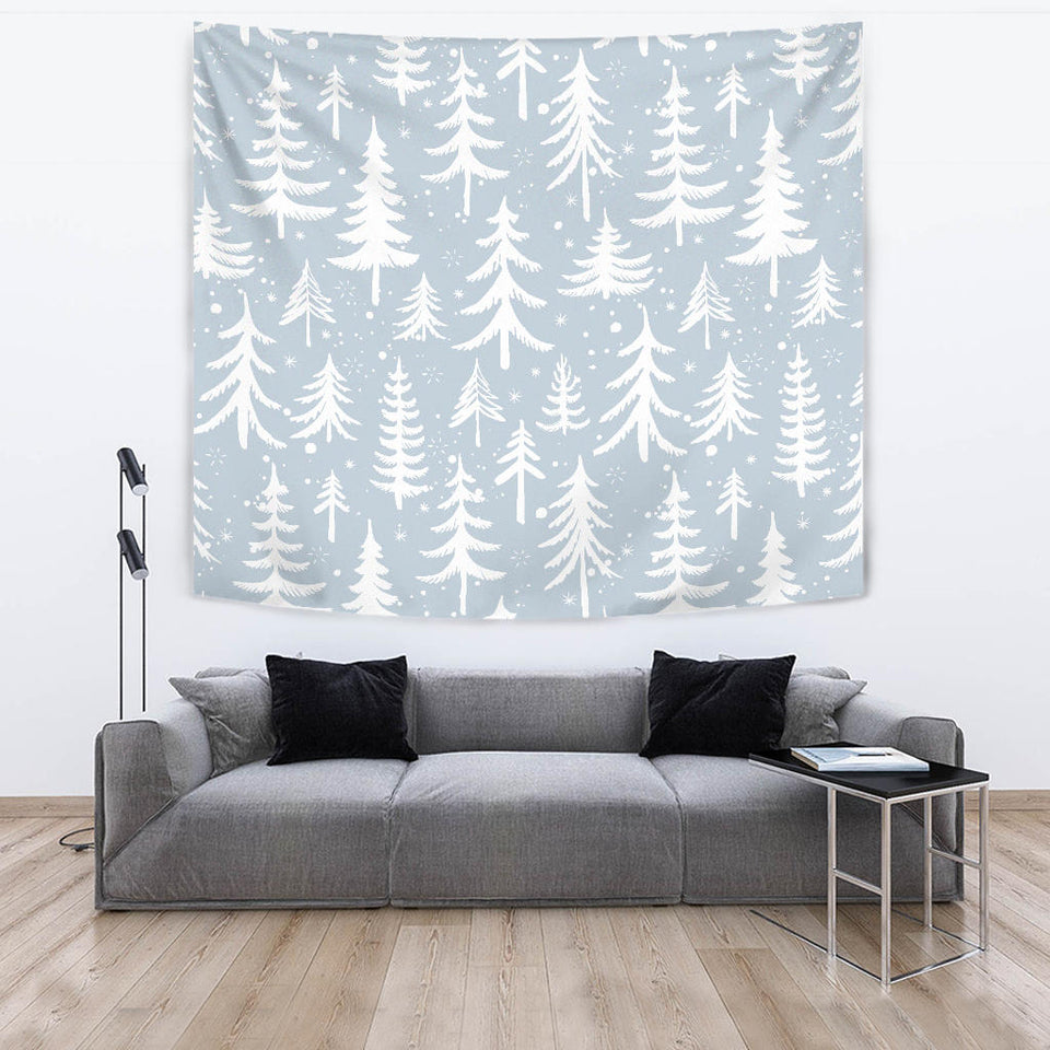 Christmas Tree Winter Forest Pattern Wall Tapestry