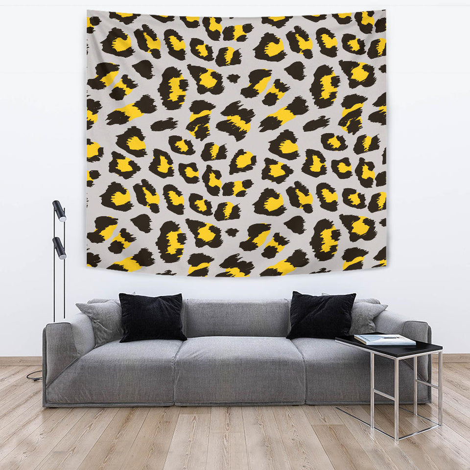 Gray Leopard Print Pattern Wall Tapestry