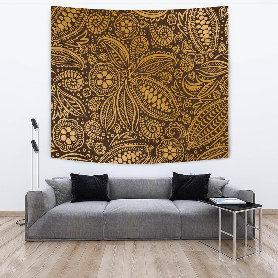 Cocoa Beans Tribal Polynesian Pattern Background Wall Tapestry