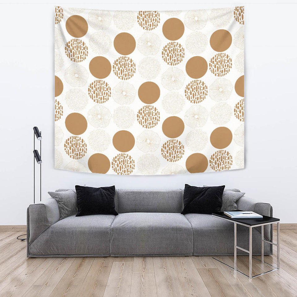 Gold Texture Mushroom Pattern Wall Tapestry