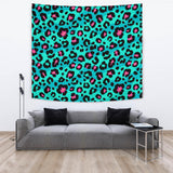 Green Leopard Skin Print Pattern Wall Tapestry