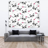 Hand Drawn Faces Of Pandas Pattern Wall Tapestry