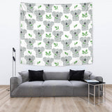 Hand Drawn Koala Leaves Pattern Wall Tapestry