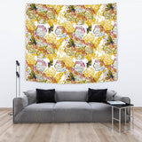 Cool Bee Honeycomb Leaves Pattern Wall Tapestry