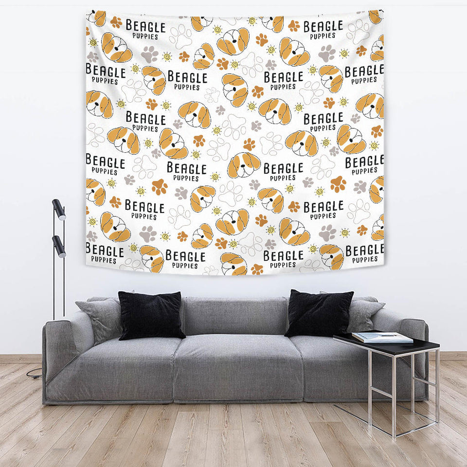 Cute Beagle Dog Pattern Background Wall Tapestry