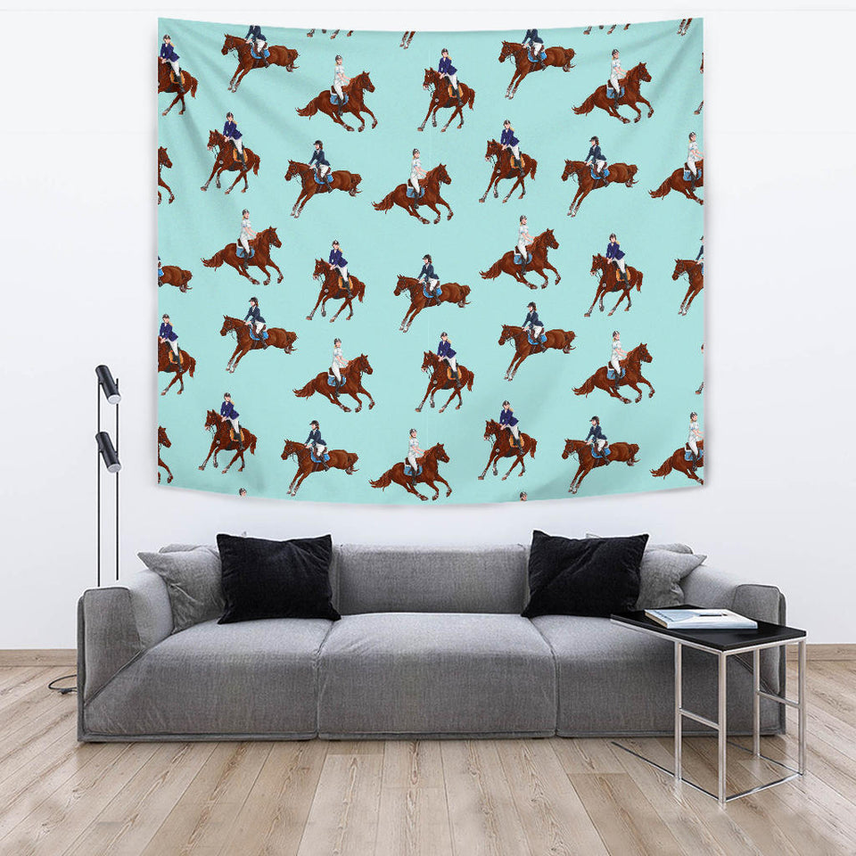 Horses Running Horses Rider Pattern Wall Tapestry
