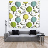 Hot Air Balloon Bird Cloud Pattern Wall Tapestry