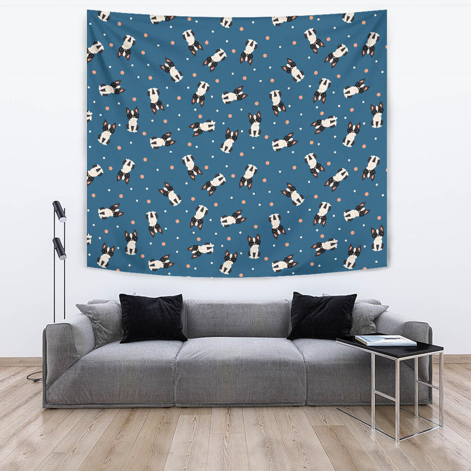 Cute Boston Terrier Dog Spattern Wall Tapestry