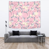 Japanese Crane Rose Pattern Wall Tapestry