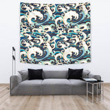 Japanese Wave Pattern Wall Tapestry