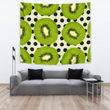 Kiwi Black Dot Background Wall Tapestry