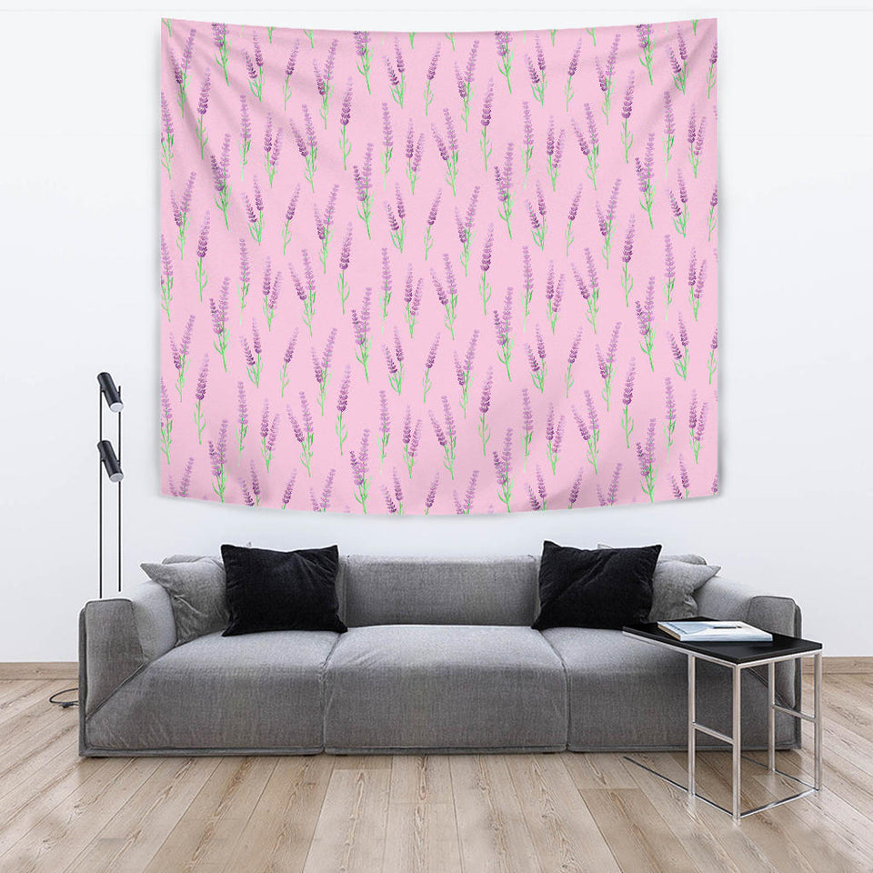 Lavender Pattern Pink Background Wall Tapestry