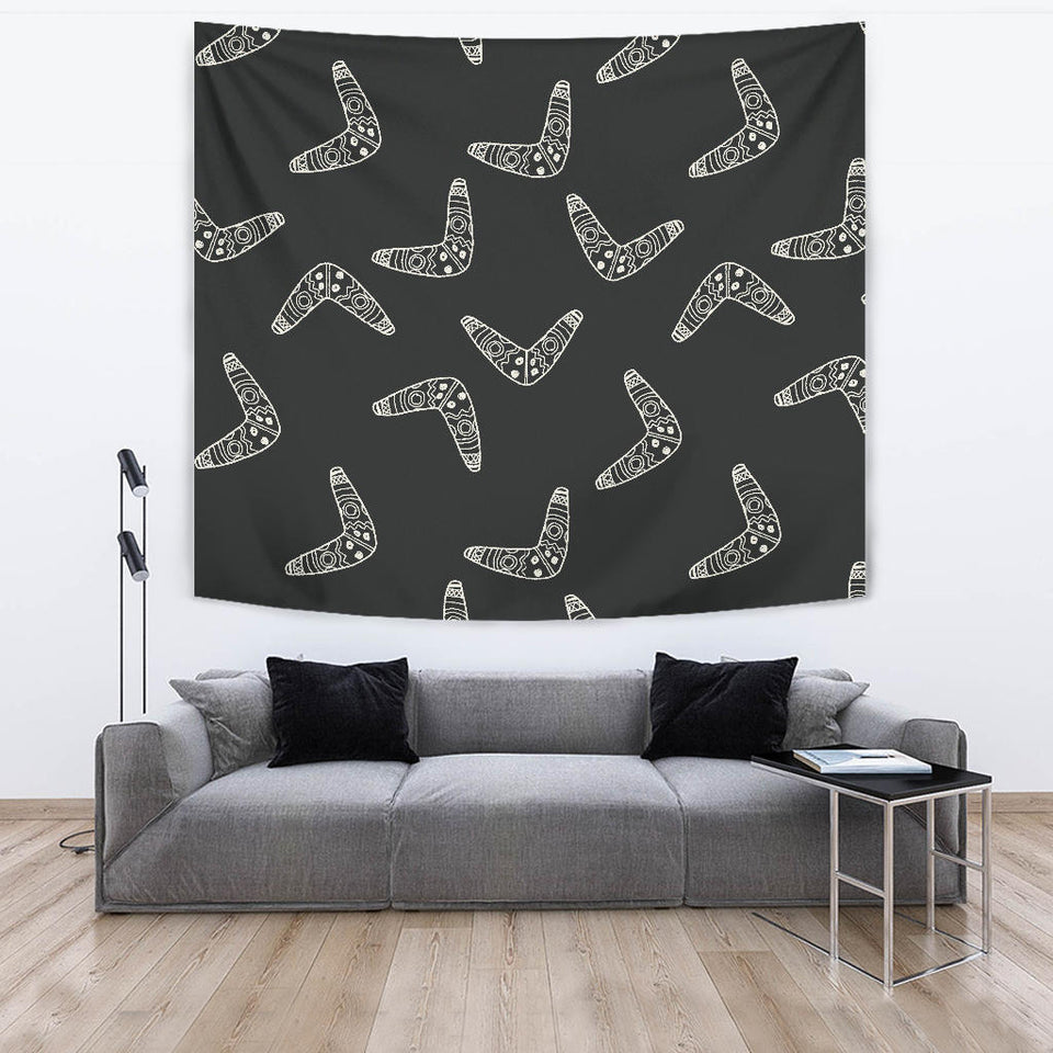 Hand Drawn Boomerang Australian Aboriginal Ornament Wall Tapestry