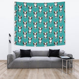 Hand Drawn Boston Terrier Dog Pattern Wall Tapestry