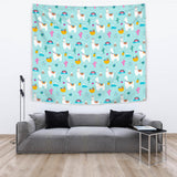 Llama Alpaca Cactus Leaves Pattern Wall Tapestry