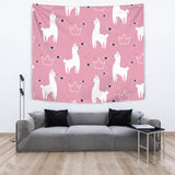 Llama Alpaca Pink Background Wall Tapestry