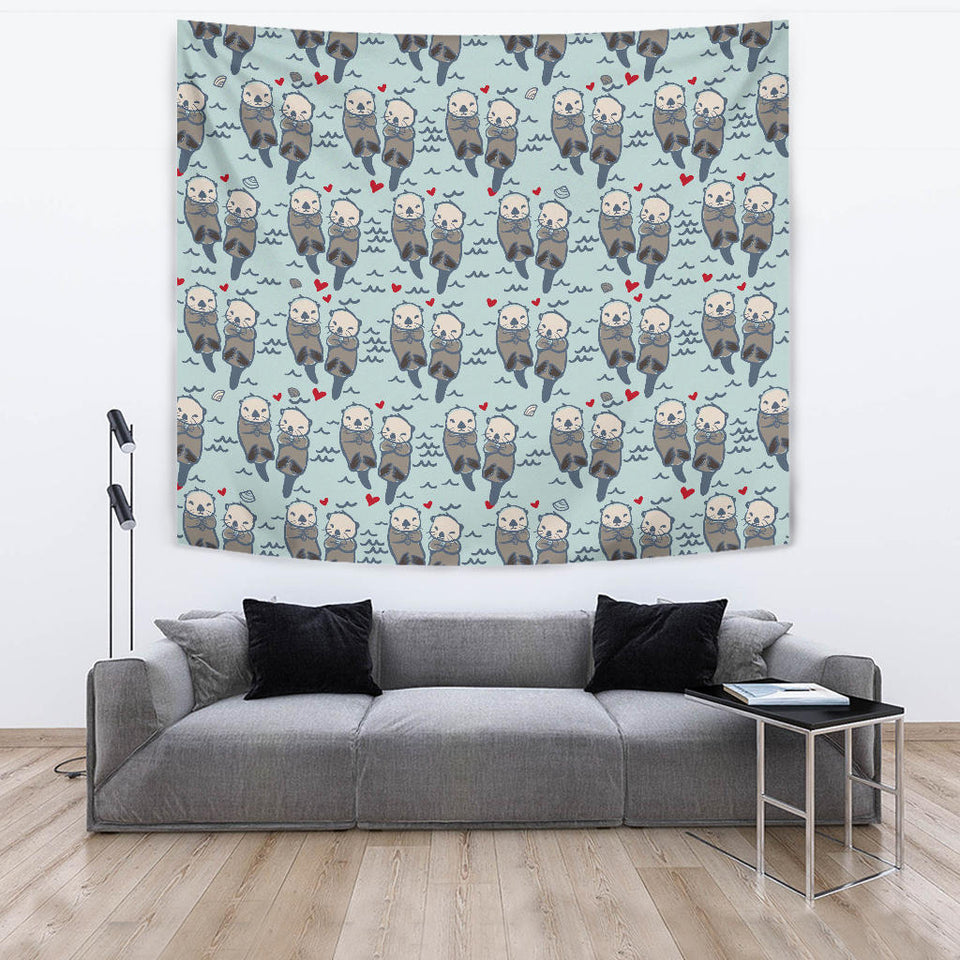 Lovely Sea Otter Pattern Wall Tapestry
