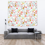 Maneki Neko Lucky Cat Fan Sakura Wall Tapestry