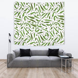 Hand Drawn Sketch Style Green Chili Peppers Pattern Wall Tapestry