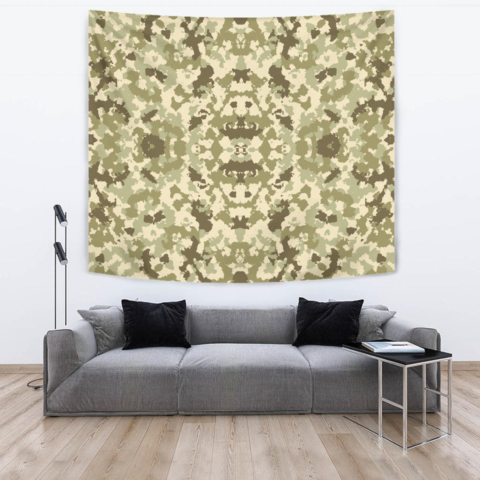 Light Green Camo Camouflage Pattern Wall Tapestry