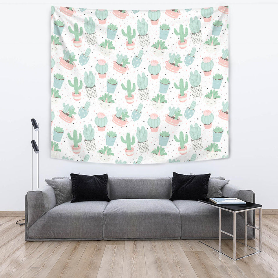 Pastel Colorcactus Pattern Copy Wall Tapestry