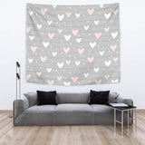 Heart Pattern Gray Background Wall Tapestry
