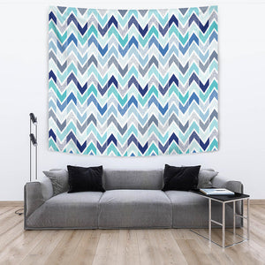 Zigzag  Chevron Blue Pattern Wall Tapestry