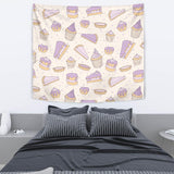 Cakes Pies Tarts Muffins And Eclairs Purple Blueberry Topping Pattern Wall Tapestry
