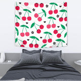 Cherry Pattern White Background Wall Tapestry