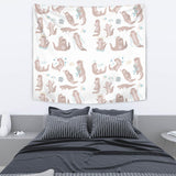 Cute Sea Otters Pattern Wall Tapestry