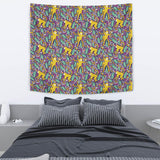 Cute Yellow Monkey Leaves Pattern Wall Tapestry