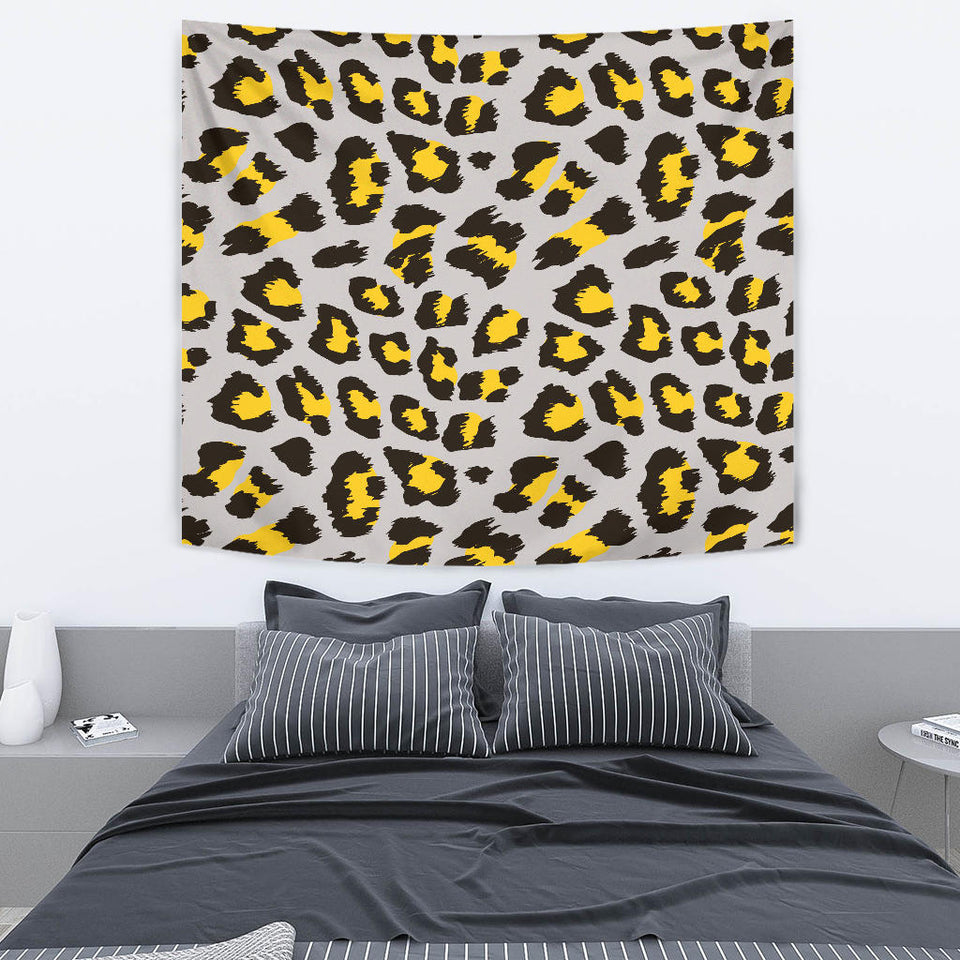 Gray Leopard Print Pattern Wall Tapestry