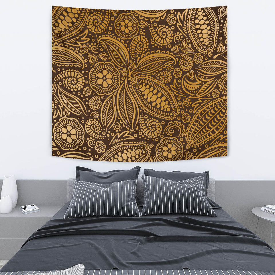 Cocoa Beans Tribal Polynesian Pattern Background Wall Tapestry