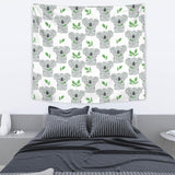 Hand Drawn Koala Leaves Pattern Wall Tapestry