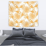 Hand Drawn Orange Fruit Pattern Wall Tapestry