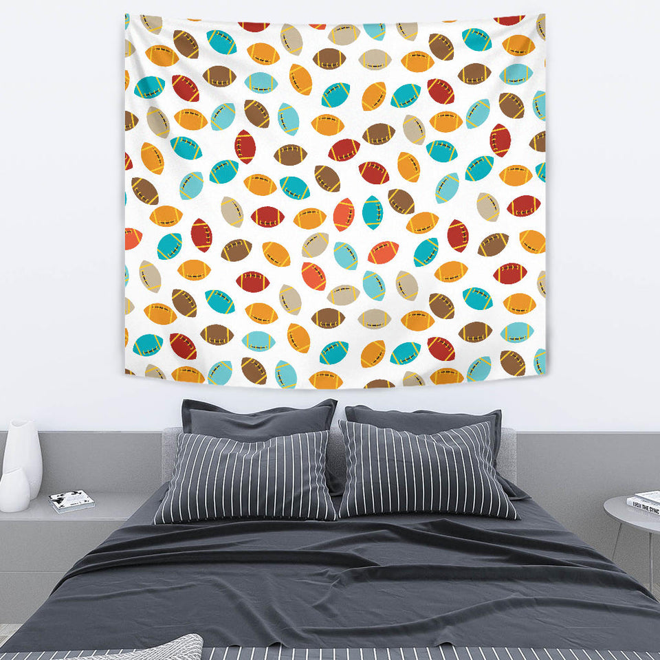 Colorful American Football Ball Pattern Wall Tapestry